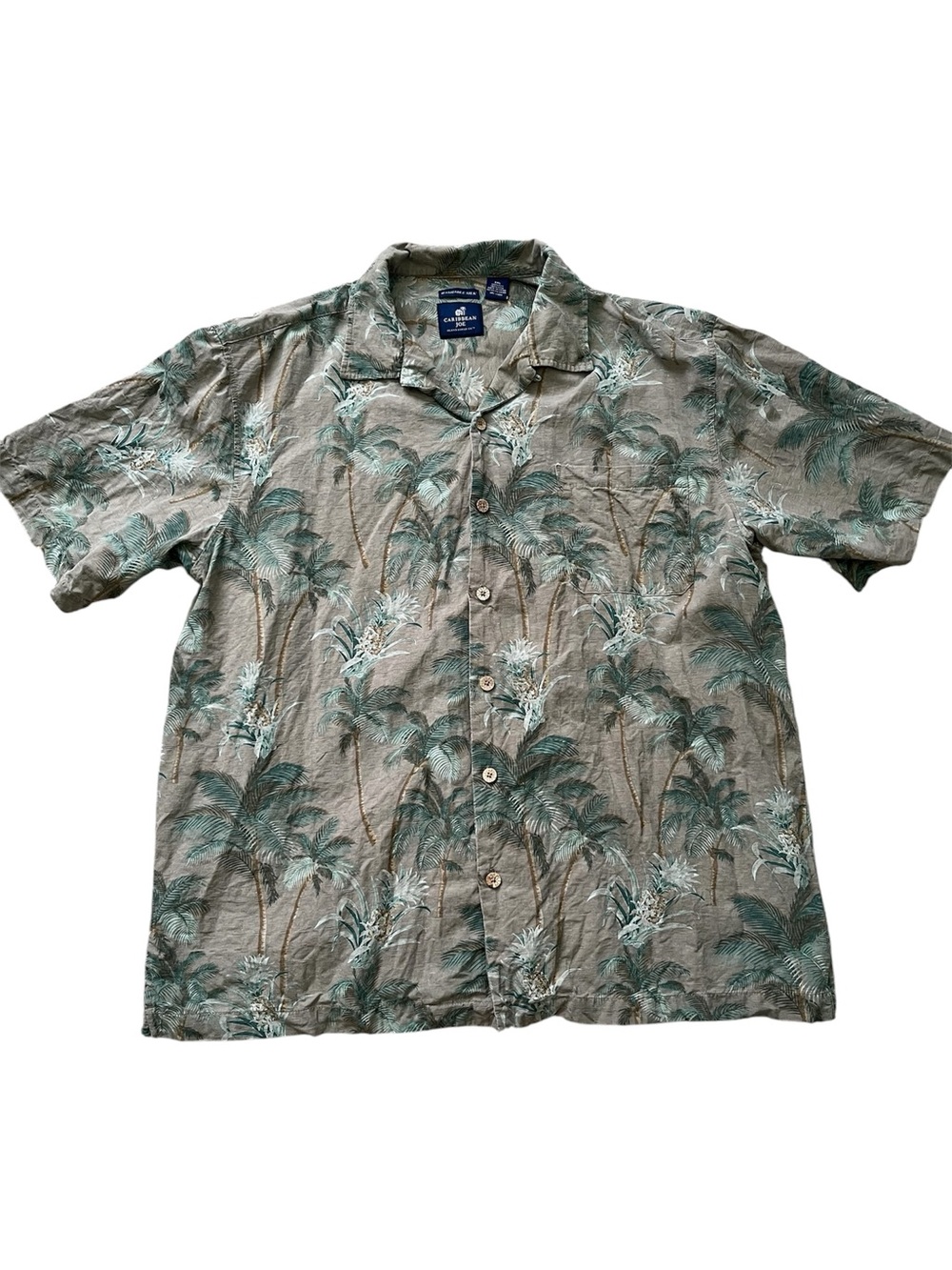 Caribbean Joe Silk Hawaiian Shirt, Palm Trees, Mens 2XL